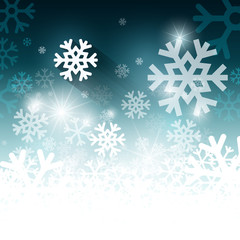 Poster - White and Blue Winter Background with Snowflakes