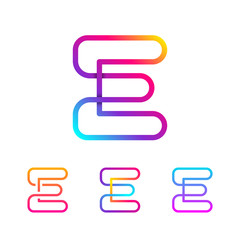 Abstract Letter E Line Monogram Colorful loops logotype, Circle shape, swirl spiral infinity logo symbol, Technology and digital connection