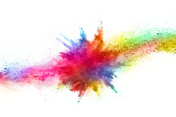 Wall Mural - abstract powder splatted background. colorful powder explosion on white background. colored cloud. c
