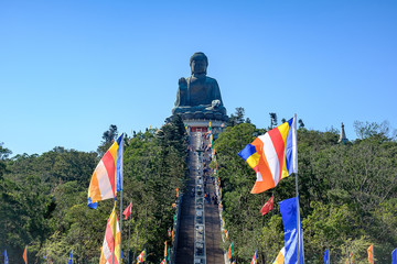 Tian Tan or the Big/ Giant Buddha is a large bronze statue located at Po Lin Monastery in Ngong Ping Lantau Island. landmark and popular for tourist attractions in Hong Kong