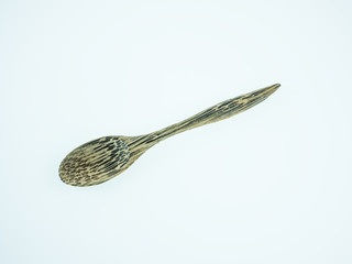 Wall Mural - Wooden spoon on white background,