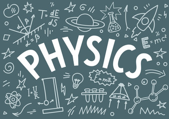 Wall Mural - Physics doodles with lettering. 