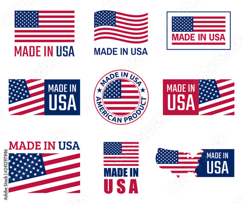 made in the usa labels set, american product emblem Tableau sur Toile