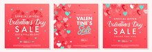 Valentines Day Special Offer Banners With Different Hearts.Sale Flyers Templates Perfect For Prints, Flyers, Banners, Promotions, Special Offers And More. Vector Valentines Day Promotions.