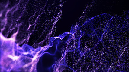 Poster - abstract water splash.big data. cyber or technology background. neon flare. 3d rendering.