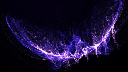 Poster - Abstract water splash.Big data. Cyber or technology background. Neon flare. 3D rendering.