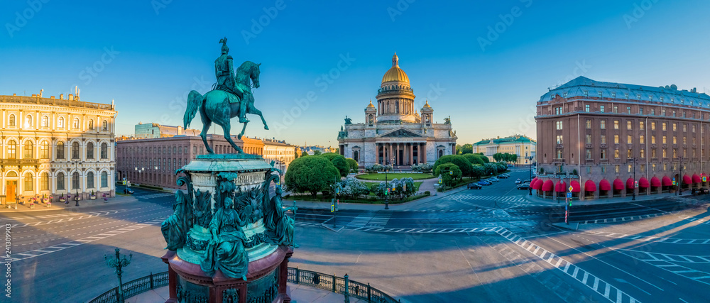 Saint Petersburg. Panorama. Russia. Saint Isaac's Cathedral. Architecture of Russia. Panorama of St. Petersburg. St. Isaac's Square. Architecture of Petersburg. - obrazy, fototapety, plakaty 
