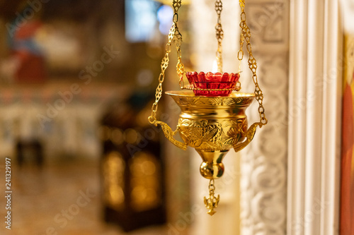Fotografija Golden orthodox censer on temple background
