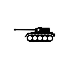 Military tank icon in black style isolated on white background. Military and army symbol vector