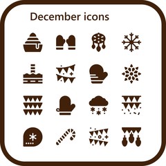 Canvas Print - Vector icons pack of 16 filled december icons