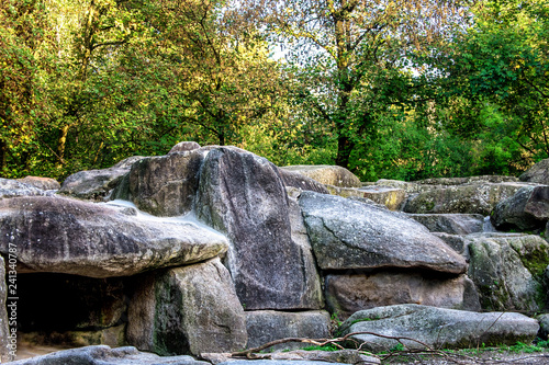 Fotografie, Obraz A big heap of gigantic stones in forest.