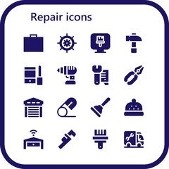 Vector icons pack of 16 filled repair icons