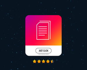 Poster - Copy Documents line icon. Copying Files sign. Paper page concept symbol. Web or internet line icon design. Rating stars. Just click button. Vector