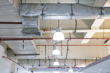 Pipes of air conditioning and ceiling electric system