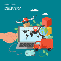 Aufkleber - Worldwide delivery vector flat style design illustration
