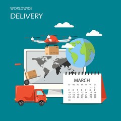 Aufkleber - Worldwide delivery vector flat style design illustration