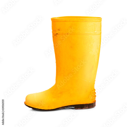 Fotografía Yellow rubber boots isolated on white background
