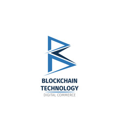 Aufkleber - Blockchain technology vector letter B icon