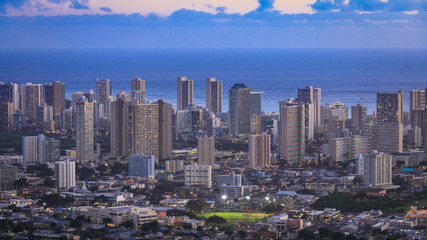 Wall Mural - Panoramic view of Honolulu city view from Tantalus lookout