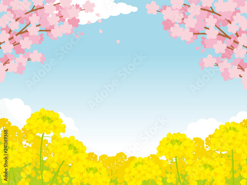 桜と菜の花 背景イラスト Stock Vector Adobe Stock