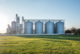 Fototapeta  - agro-processing plant for processing and silos for drying cleaning and storage of agricultural products, flour, cereals and grain