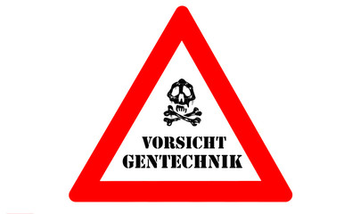 Poster - Gentechnik Warnschild mit Totenkopf