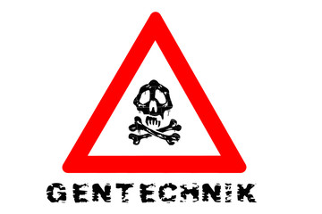 Canvas Print - Gentechnik Warnschild mit Totenkopf