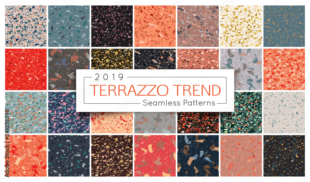 Terrazzo seamless pattern collection. Set of Italian marble surface ...