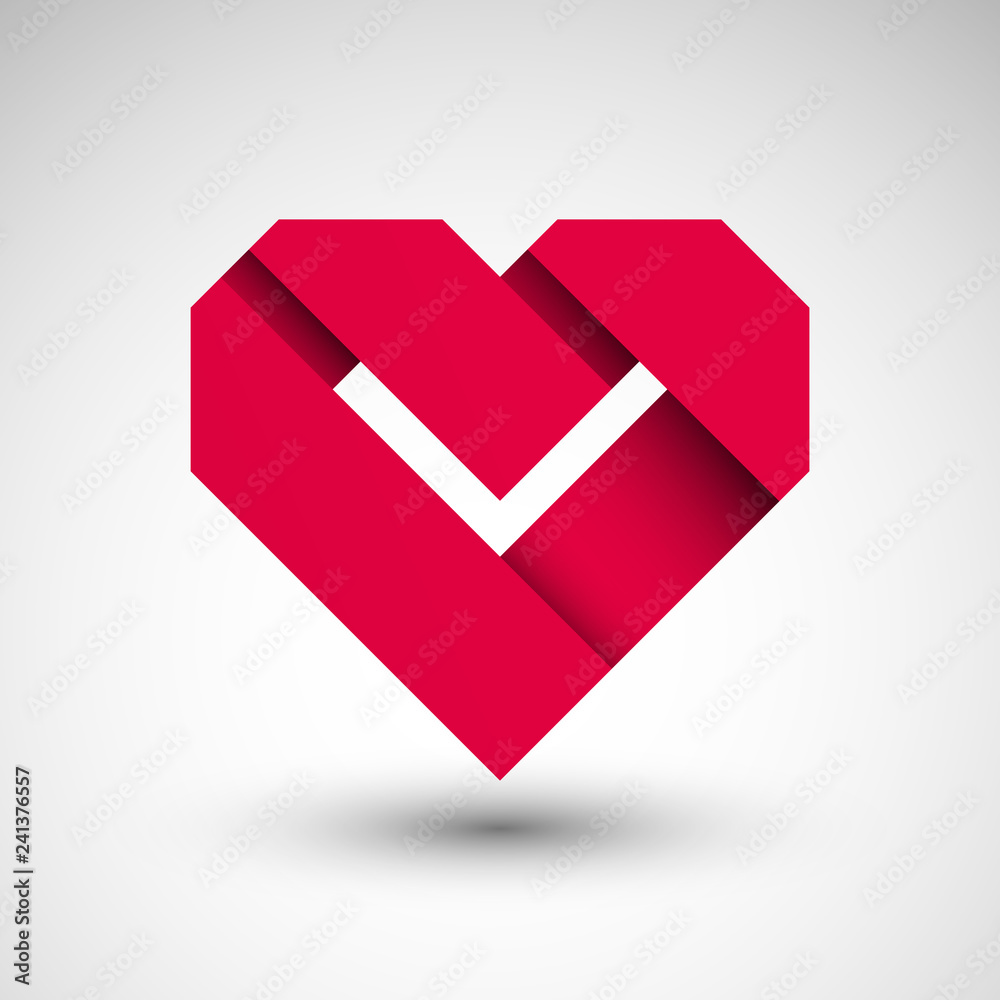 serce origami logo wektor - obrazy, fototapety, plakaty 
