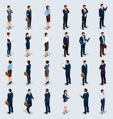 Poster - Isometric Set Businessmen and Businesswomen