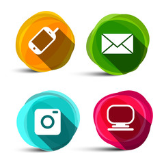 Canvas Print - Vector Icons Set. Camera, Phone, Computer and E-mail Envelope Symbols.