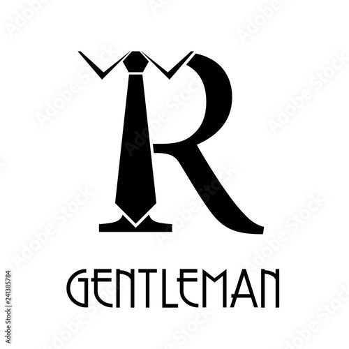 Logotipo Con Texto Gentleman Con Letra R Con Corbata En