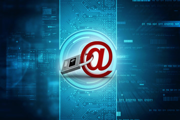 Sticker - 3d rendering E-mail symbol with lock. Internet security concept