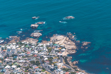 Wall Mural - Cape Town coastal district top view from Table Mountain