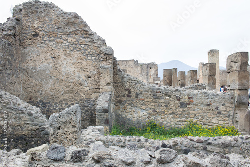 Plakat Stare starożytne ruiny kamieni włoskich rzymskich Pompei domów