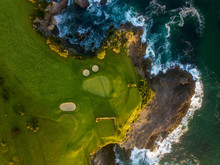 An Aerial Shot Of A Seaside Golf Course On New South Wales' South Coast In Australia.