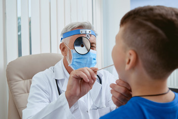 Closeup portrait of doctor working with patients.