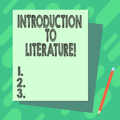 Aufkleber - Word writing text Introduction To Literature. Business concept for Collegepreparatory composition course Stack of Blank Different Pastel Color Construction Bond Paper and Pencil