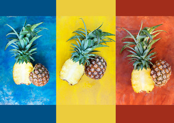 Wall Mural - Creative pineapple layout from above.