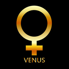 zodiac and astrology symbol of the planet venus in gold colors- astronomical icon