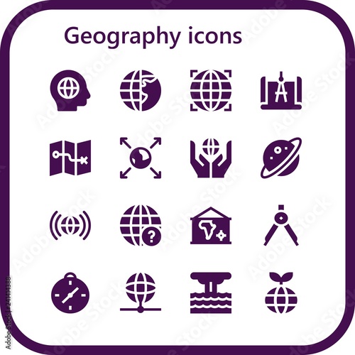 Fotografía Vector icons pack of 16 filled geography icons