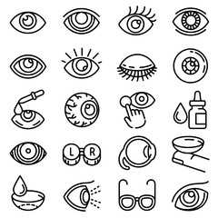 Sticker - eyeball icon set. outline set of eyeball vector icons for web design isolated on white background