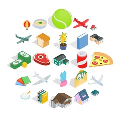 Poster - Variety icons set. Isometric set of 25 variety vector icons for web isolated on white background