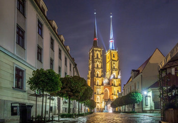 Wall Mural - John the Baptist Cathedral at night, Wroclaw, Poland