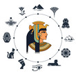 History landmarks of Egypt. Cultural objects and symbols of Egyptians. Egyptian landmark pyramid architecture, vector illustration, icon set.