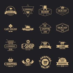 Poster - Shopping logo icons set. Simple illustration of 16 shopping logo vector icons for web