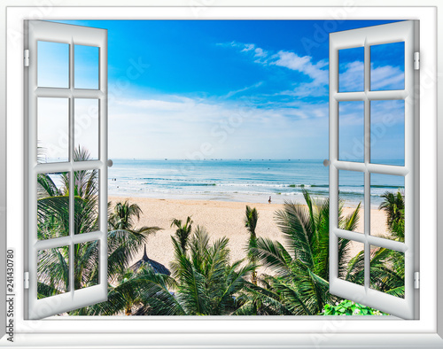 Fototapeta okno  raj-okna-z-widokiem-na-ocean