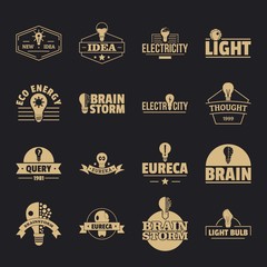 Lamp logo icons set. Simple illustration of 16 lamp logo vector icons for web