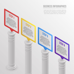 Poster - Pillar infographic. Isometric of pillar vector infographic for web design