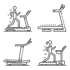 Poster - treadmill icon set. outline set of treadmill vector icons for web design isolated on white backgroun